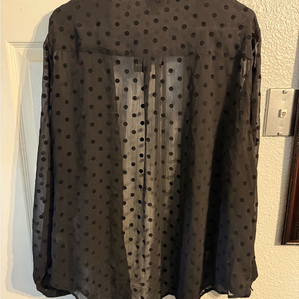 Torrid Black Sheer Polka Dot Blouse - Picture 4 of 6